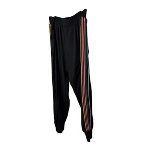 Thrill 94 Black Rainbow Stripe Jogger Pants XL Elastic Waist Athleisure Colorful